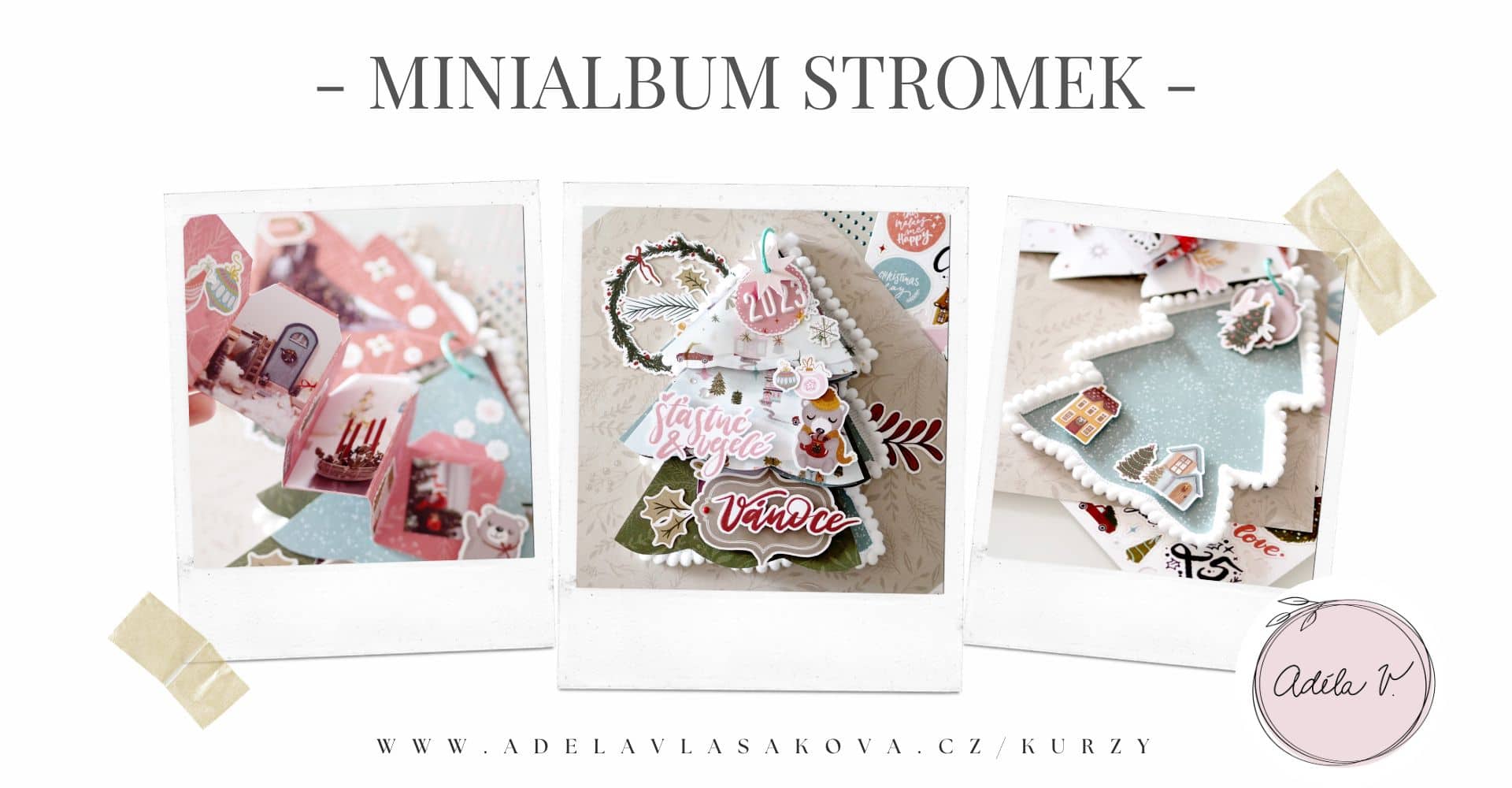 minialbum ve tvaru stromečku šablona zdarma